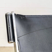 Vintage Postmodern Black Leather and Chrome Lounge Chairs by Antonio Citterio