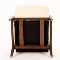 Vintage Mid Century Wood & Cream Upholstered Lounge Chair by Jens Risom