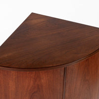 Mid Century Danish Modern Teak Corner Cabinet with Pivoting Drawers