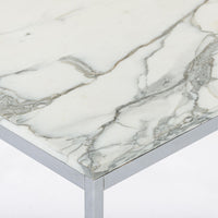 Mid Century Square White Marble Side or Coffee Table by Florence Knoll