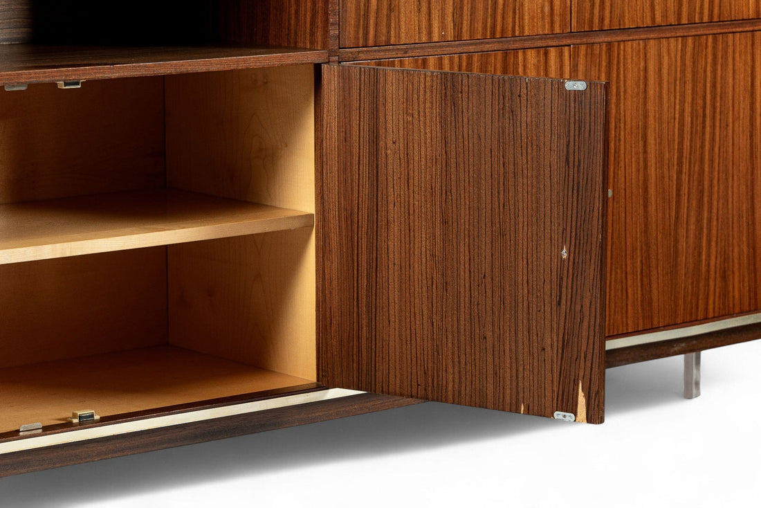 Exceptional Vintage Mid Century French Teak Wall Unit Cabinet