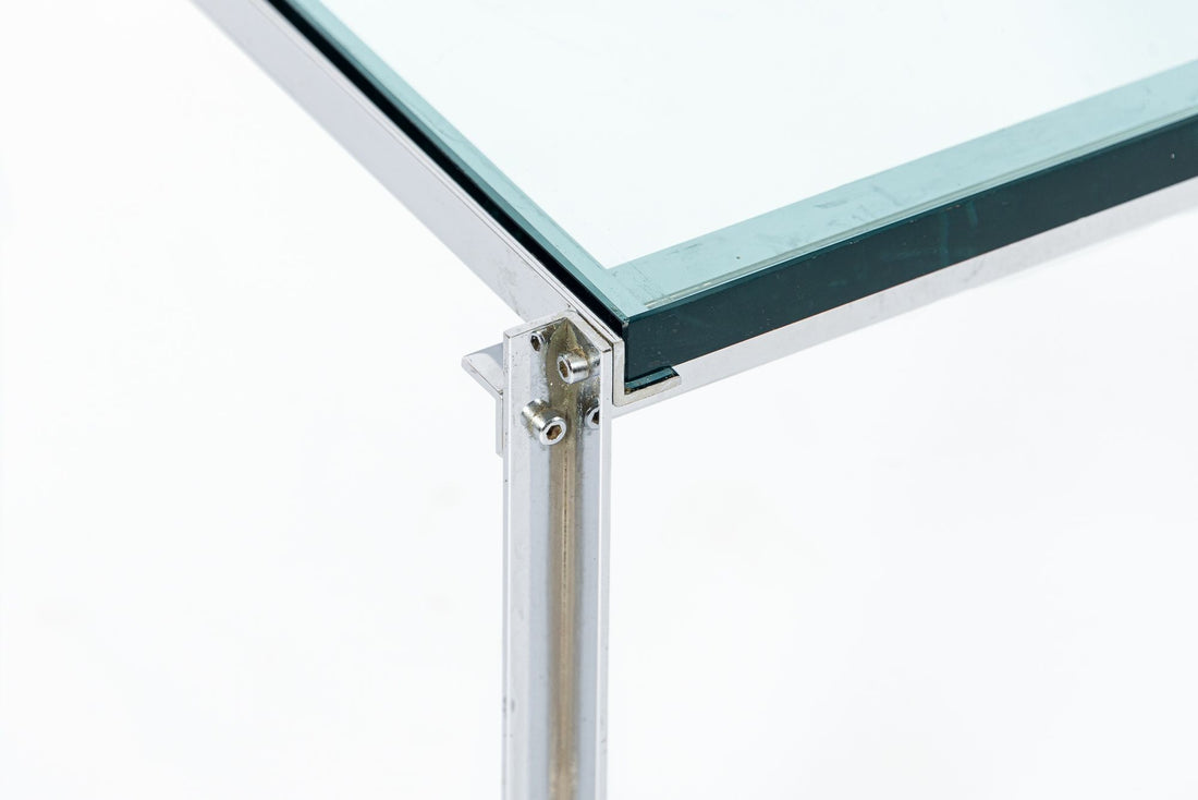 Mid Century Glass & Chrome Coffee Table by Katavalos for Laverne Originals
