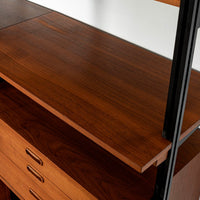 Early Production George Nelson OMNI Three-Bay Modular Walnut Wall Unit by Structural Products, Circa 1961