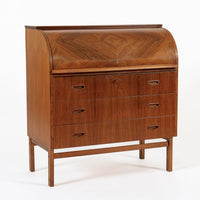 Mid Century Swedish Teak Rolltop Secretary Desk by Egon Ostergaard