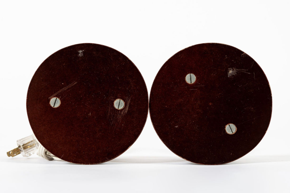 Pair Antique Art Deco Bauhaus Table Lamps with Glass Photo Inserts