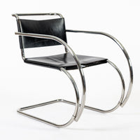 Bauhaus MR 20 Black Leather Arm Chairs by Mies van der Rohe for Knoll, 1979