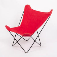 Vintage Mid Century Red Butterfly Canvas and Metal Chair by Knoll, 1970s