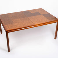 Mid Century Wood & Cork Extendable Dining Table by Edward Wormley