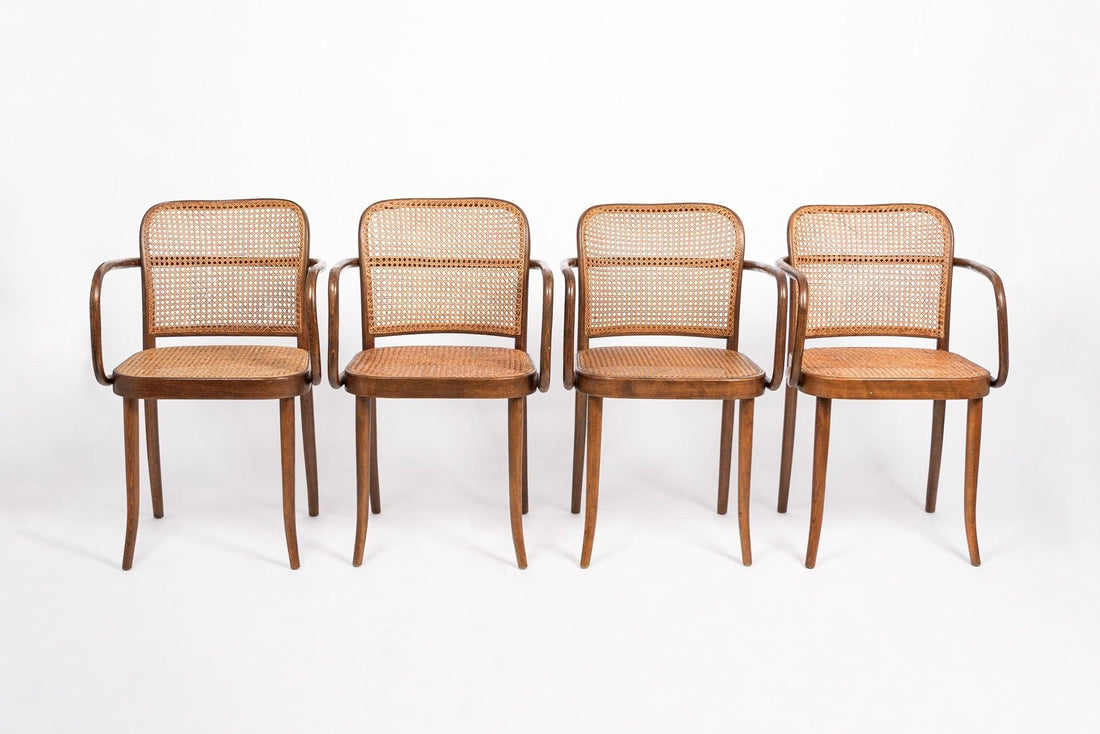 Mid Century Bentwood & Cane Cafe Chairs by Joseph Hoffman for Stendig