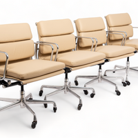 Mid Century Cream Leather Office Chairs by Eames for Herman Miller