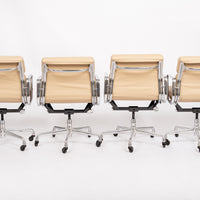 Mid Century Cream Leather Office Chairs by Eames for Herman Miller