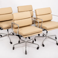 Mid Century Cream Leather Office Chairs by Eames for Herman Miller