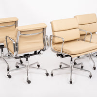 Mid Century Cream Leather Office Chairs by Eames for Herman Miller