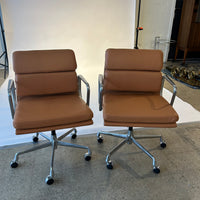 Eames Herman Miller Brown Leather Desk Chair Pair 2000s