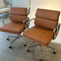 Eames Herman Miller Brown Leather Desk Chair Pair 2000s
