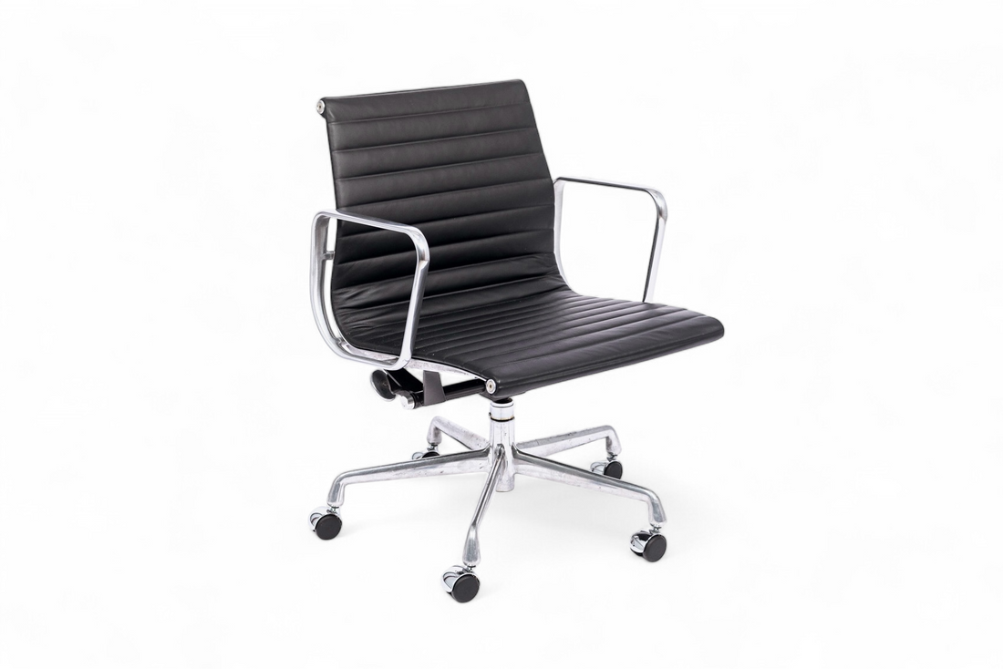 Eames Herman Miller Black Leather Office Chair Aluminum Group
