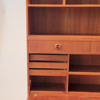 Mid Century Danish Teak Wood Drop-Down Secretary Desk Wall Unit