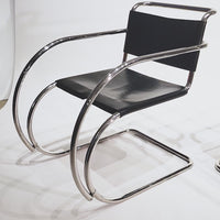 Bauhaus MR 20 Black Leather Arm Chairs by Mies van der Rohe for Knoll, 1979