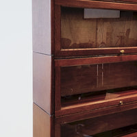 Antique English Tall Stepback Oak Wood Barrister Bookcase Cabinet