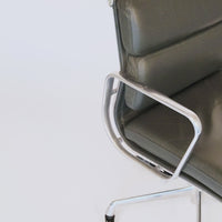 Dark Gray Leather Office Chair by Eames for Herman Miller Aluminum Group