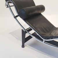 Cassina LC4 Black Leather Chaise Lounge Chair by Le Corbusier 2006