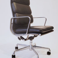 Authentic Eames Herman Miller Tall Black Leather Office Chairs, 2001 - Set of 4