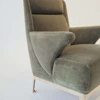 Restored 1940s Art Deco Lounge Chair Mink Mohair, Matching Sofa Available