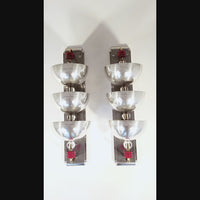 Antique Art Deco Large Silver Metal Wall Sconce Lamps, 34”