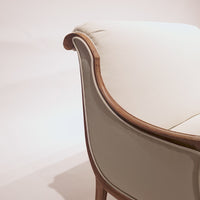 1940s Antique French Art Deco Two-Seat Loveseat Sofa Cream Upholstery