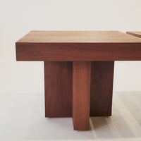 Mid Century Walnut Wood Side Tables Milo Baughman Style 1970s