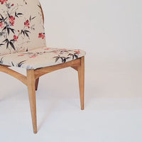 Vintage Mid Century Wood & Floral Fabric Side Chairs, 1950s