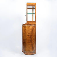 French Art Deco Burl Wood and Glass Bar Cabinet, 1930s