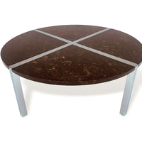 Vintage 1970s Chrome and Marble Resin Round Coffee Table Baughman Style