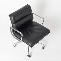 Pair of Eames for Herman Miller Black Leather Soft Pad Office Chairs