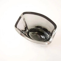 Vintage Mid Century Smoked Gray Heavy Glass Decorative Vase