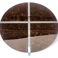 Vintage 1970s Chrome and Marble Resin Round Coffee Table Baughman Style