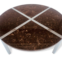 Vintage 1970s Chrome and Marble Resin Round Coffee Table Baughman Style