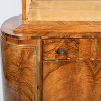 French Art Deco Burl Wood and Glass Bar Cabinet, 1930s
