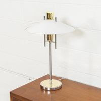 Vintage Mid Century Modernist Polished Chrome and Brass Table Lamp, 1970s
