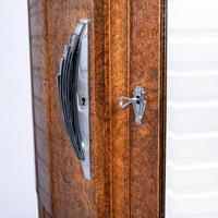 French Art Deco Burl Wood Mirrored Armoire Cabinet, 1930s