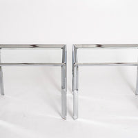 Vintage Mid Century Chrome & Glass Side Tables Baughman Style