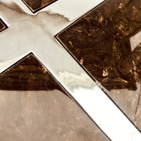 Vintage 1970s Chrome and Marble Resin Round Coffee Table Baughman Style