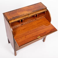 Mid Century Swedish Two-Toned Inlaid Rolltop Secretary Desk