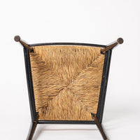 Vintage Mid Century Gio Ponti Leggera Style Black Wood and Rush Seat Side Chairs