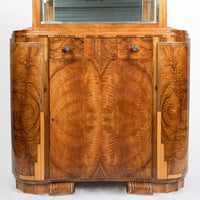 French Art Deco Burl Wood and Glass Bar Cabinet, 1930s