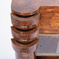 Antique Art Deco Burlwood Secretary Desk Cabinet, 1930s