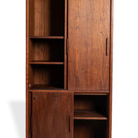 Mid Century Tall Walnut Wood Storage Cabinet or Shelving Unit by Jens Risom