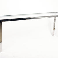 Mid Century Chrome & Glass Sofa Table in the Style of Milo Baughman
