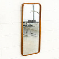 Vintage Mid Century Teak Wood Hanging Wall Mirror, 1960s