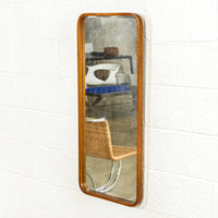 Vintage Mid Century Teak Wood Hanging Wall Mirror, 1960s